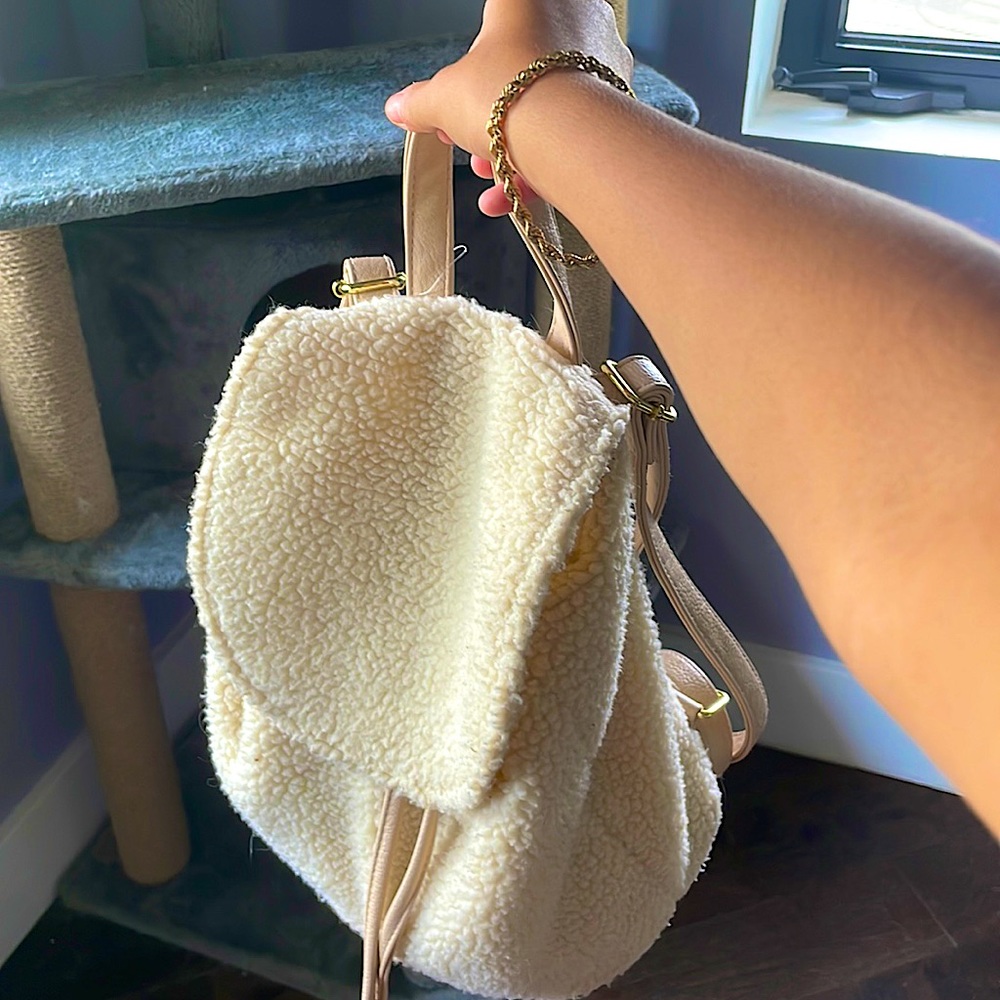 Faux Shearling Mini Backpack